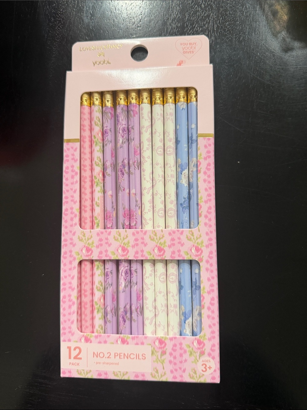 LoveShackFancy Pastel Floral Pencil Set — Pink, Purple, Cream & Blue